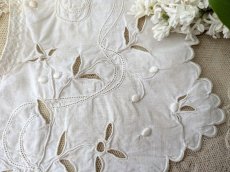画像8: フランスアンティーク カットワーク刺繍のつけ襟 リボンガーランド (8)