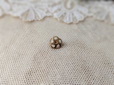 画像1: フランス 1900年前後 ゴールドメタル極小ボタン お花ペイント 8mm (1)