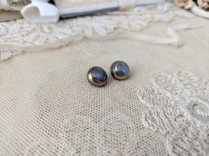 画像3: フランスヴィンテージ 水色×ゴールド ボタン 2個セット 11mm (3)