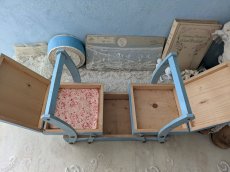 画像5: フランス 1950-1960年 木製お裁縫箱 キツネとコウノトリ (5)