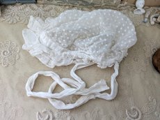 画像1: フランスアンティーク 水玉ボネ (1)