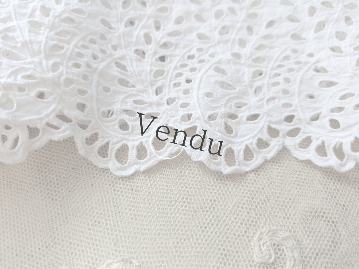 画像7: フランスヴィンテージ 円形状カットワーク刺繍スカラップレース 130cm (7)