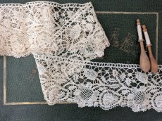 画像1: フランスヴィンテージ 手編みボビンレース 95cm (1)