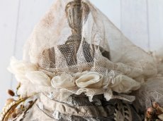 画像8: フランス 1900年前後 布花の花冠風ボネ マリアージュ (8)