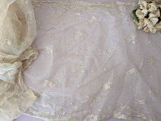 画像3: フランスアンティーク ふんわりチュール刺繍 140cm (3)