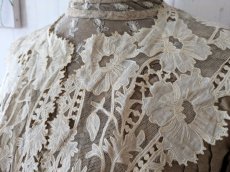 画像5: フランス 1900年前後 チュールとアプリカシオンのつけ襟 アネモネ (5)