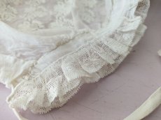 画像5: フランス 1900年前後 白糸刺繍のボネ (5)