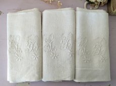 画像8: フランスアンティーク イニシャル手刺繍SD ダマスク織クロス 58×77cm (8)