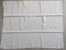 画像4: フランスアンティーク イニシャル手刺繍SD ダマスク織クロス 58×77cm (4)