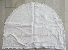 画像7: フランス 1900年前後 PB刺繍入り半月型枕カバー (7)