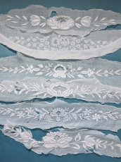 画像19: フランス19世紀後半 白糸刺繍の装飾用パーツ6枚セット (19)