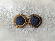 画像1: フランス 1900年前後  布張りメタルボタン 2個セット (1)