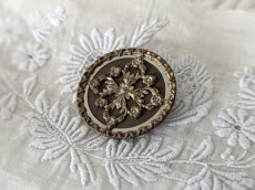 画像2: フランス 1900年前後  メタル装飾ボタン メダリオン植物 27mm (2)