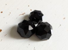 画像5: フランス1900年前後 フレンチジェットボタン  多面カット3個セット 18-21mm (5)