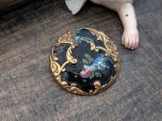 画像2: フランス1900年前後　エマイユボタン ノアールローズ 27mm (2)