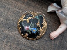 画像5: フランス1900年前後　エマイユボタン ノアールローズ 27mm (5)