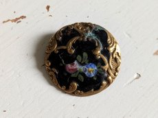 画像4: フランス1900年前後　エマイユボタン ノアールローズ 27mm (4)