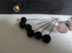 画像4: フランスアンティーク　黒ガラスハットピン6本セット 7.2cm (4)