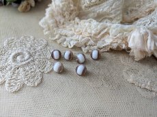 画像1: フランス 1900年前後 極小ボタン白×ゴールド 9mm 6個セット (1)