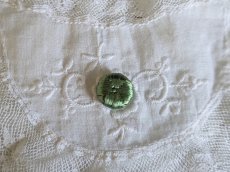 画像1: フランスアンティーク シルクくるみボタン ミント13mm (1)