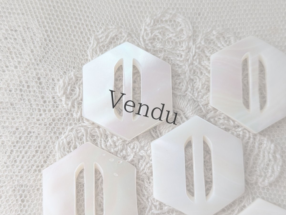 画像3: フランスアンティーク 貝ボタン 六角形 5個セット 23.5mm (3)