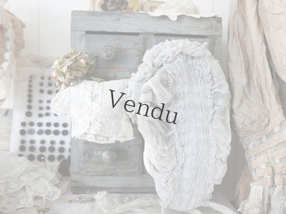 画像10: フランスアンティーク　1900年代 白糸刺繍レース端切れ 2枚セット (10)