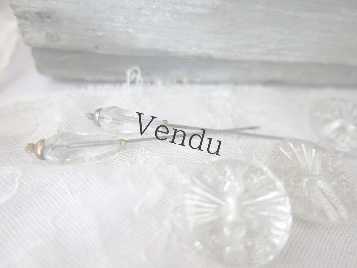 画像5: フランスアンティーク　ガラスのハットピン7.5cm (5)