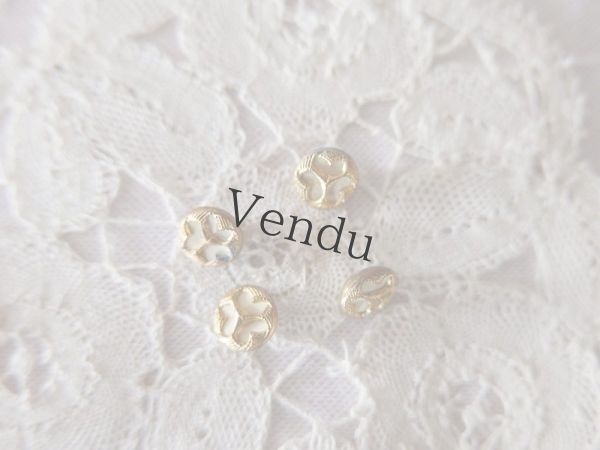 画像3: フランスアンティーク　ドール用 極小白×真鍮ボタン 9mm (3)