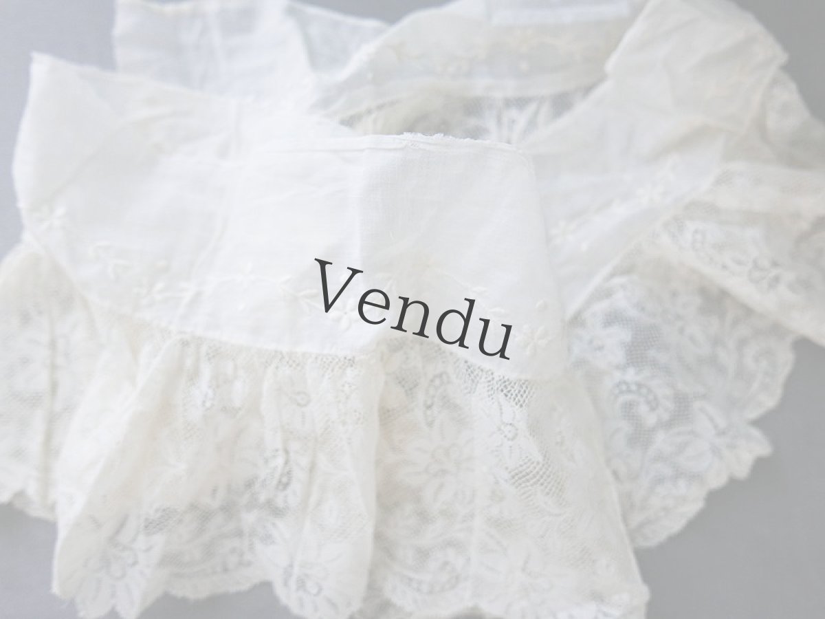 画像10: フランスアンティーク　ペチコートの裾　刺繍とヴァレンシエンヌ幅広レース 112cm (10)