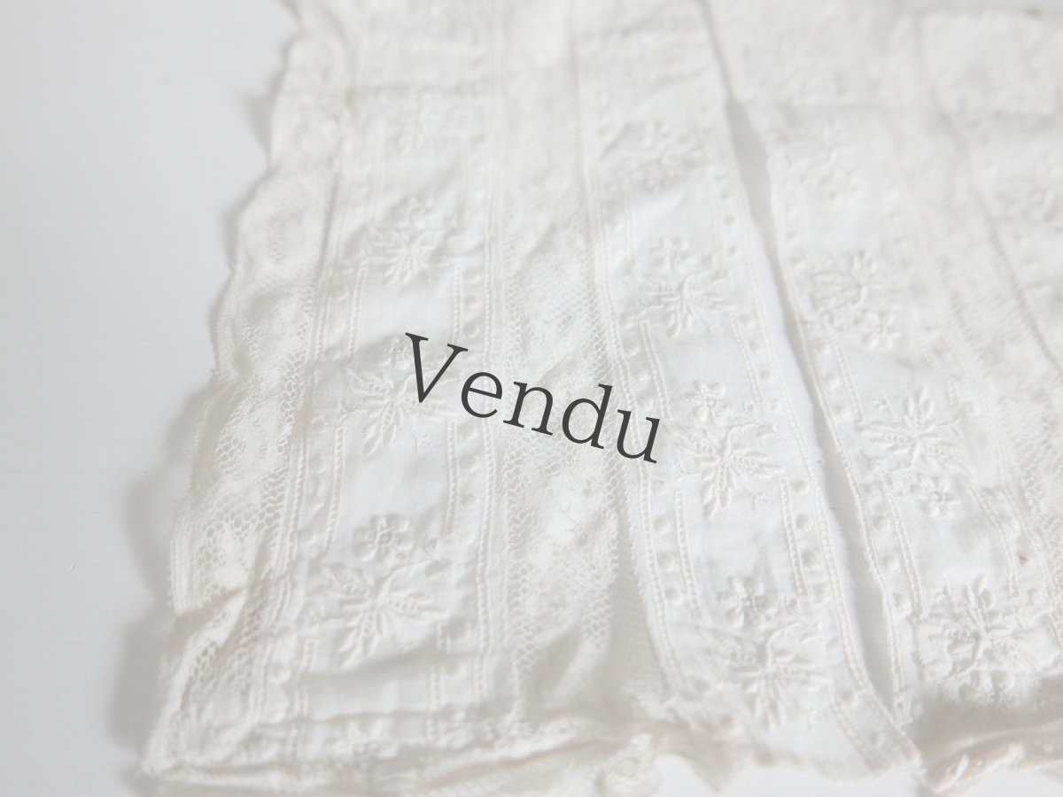 画像6: フランスアンティーク　1900年代 白糸刺繍レース端切れ 2枚セット (6)