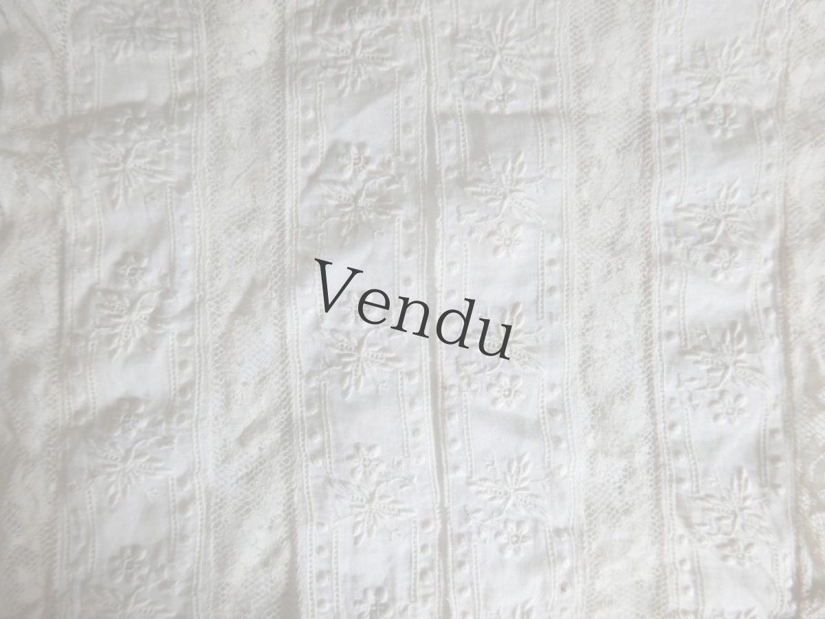 画像7: フランスアンティーク　1900年代 白糸刺繍レース端切れ 2枚セット (7)